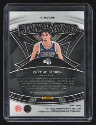 2022-23 Chronicles Draft Chet Holmgren Spectra Rookie Aura Silver