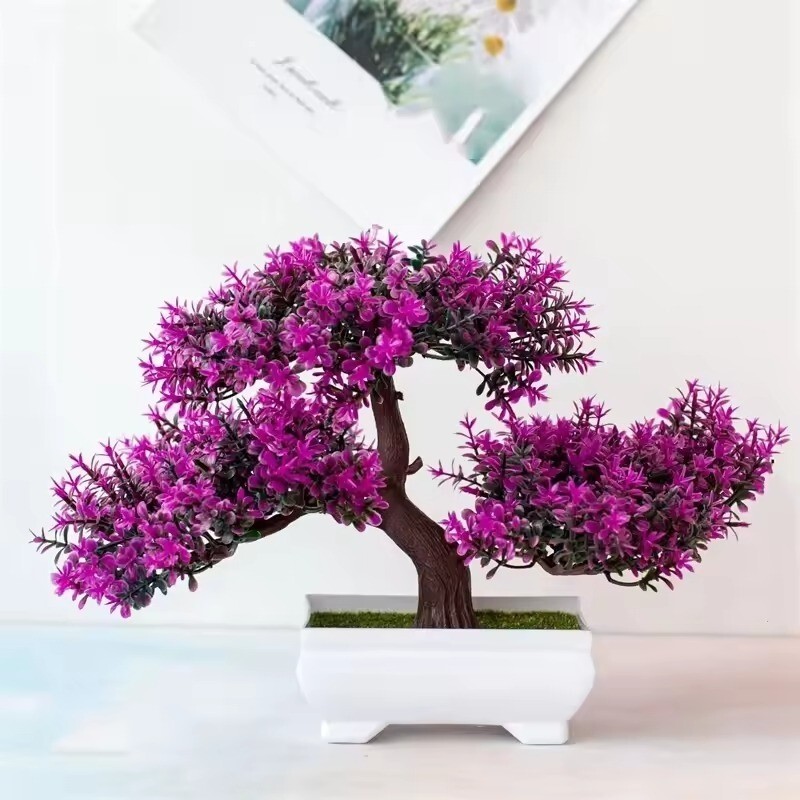 Artificial Plants Bonsai Small Tree Pot Fake Plant Flowers Potted Ornaments-image