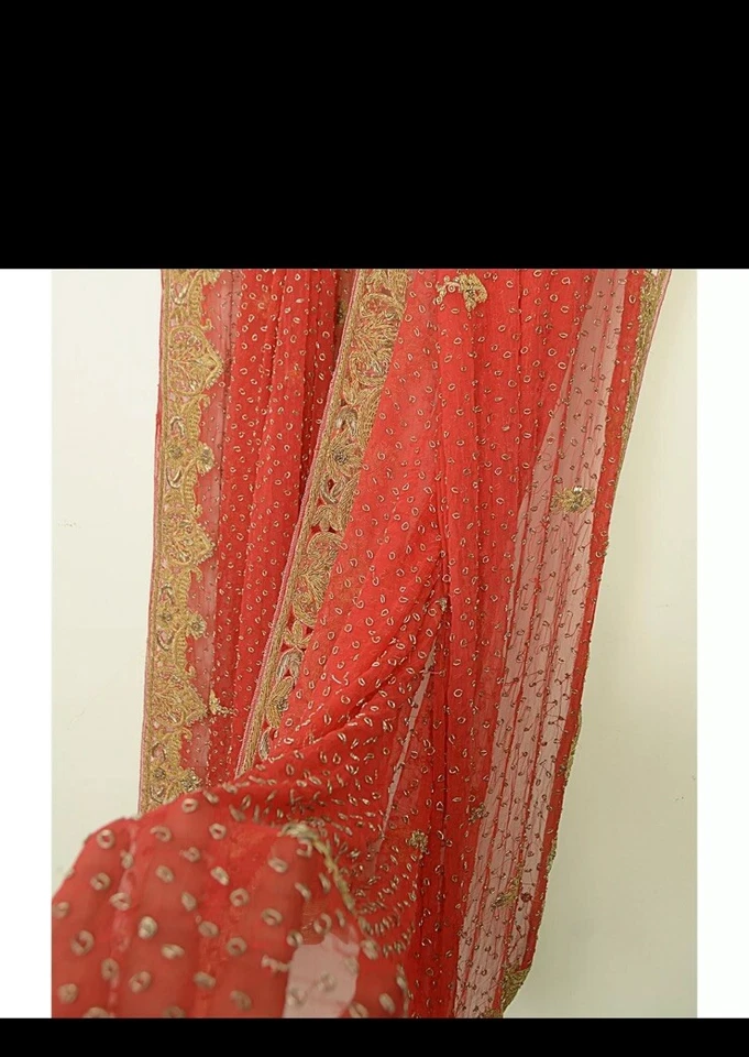 Women Indian Traditional Embroidered Chiffon Dupatta Fancy Stole Scarf Partywear Foto 2 de 4