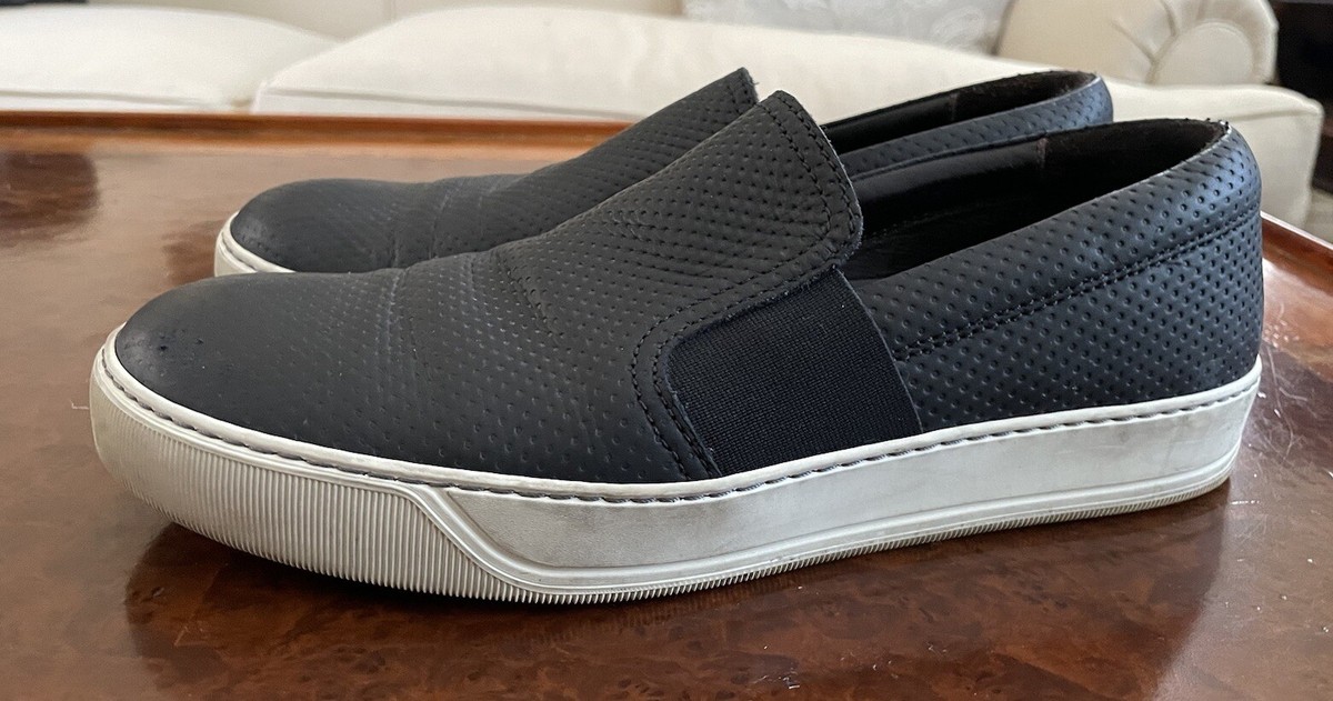 Lanvin Perforated Leather Curbies Low Top Slip-On Sneakers Grey Curb Leather Sneakers | Lanvin main image 3