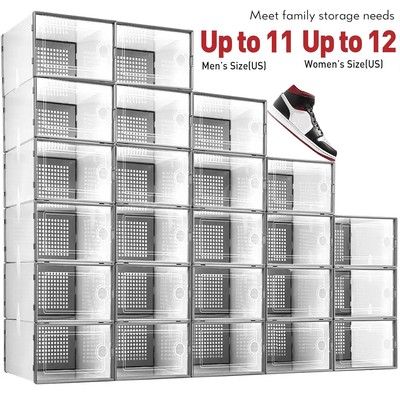 12/24 PCS Shoe Storage Box Clear Stackable Shoe Container Sneaker Organizer XL