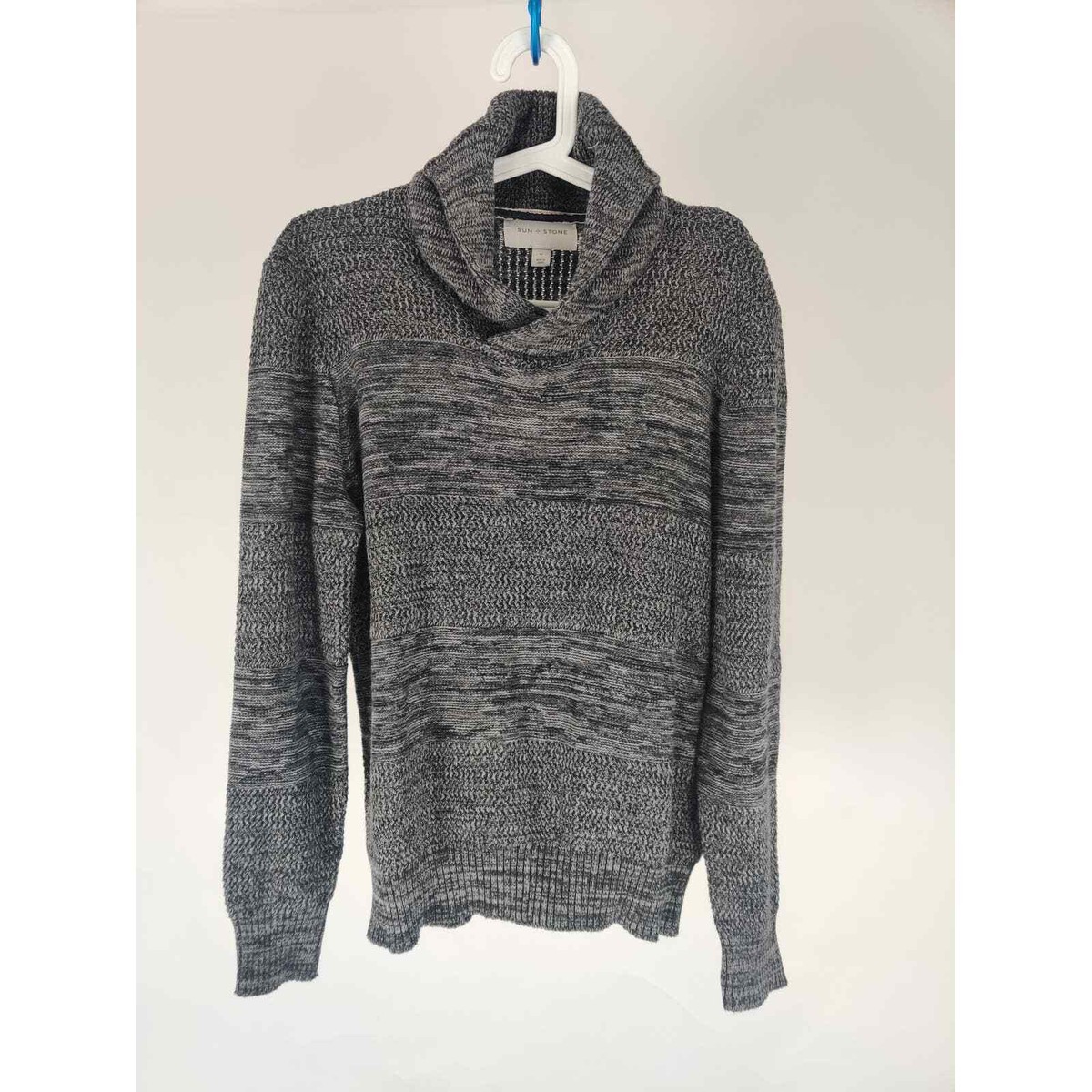 V) New Sun Stone Women sweater turtleneck winter deep black sz M