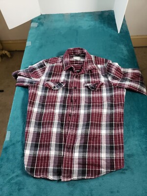American Eagle Shirt Sz Large Mens Red Long Sleeve Flannel Plaid Button Up