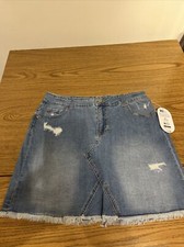 NWT Wonder Nation girls XL 14-16 Medium Wash Denim Skirt Frayed