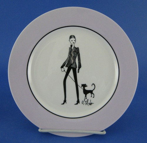 Juego de 4 platos de ensalada de postre Rubén Toledo elegante mujer perro con correa Nordstrom - Imagen 2 de 6