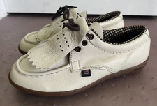 NEW STYLO MATCHMAKERS Beige Tassel Leather Golf Shoes Rubber Spikes L 6.5 M 7.5