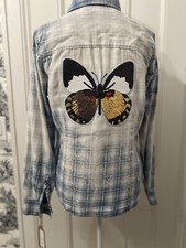 Vintage Womens Plaid Cotton Shirt With Butter...