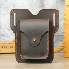 Mens Leather Belt Pouch EDC Tool Holster Phone Holder Vintage Case