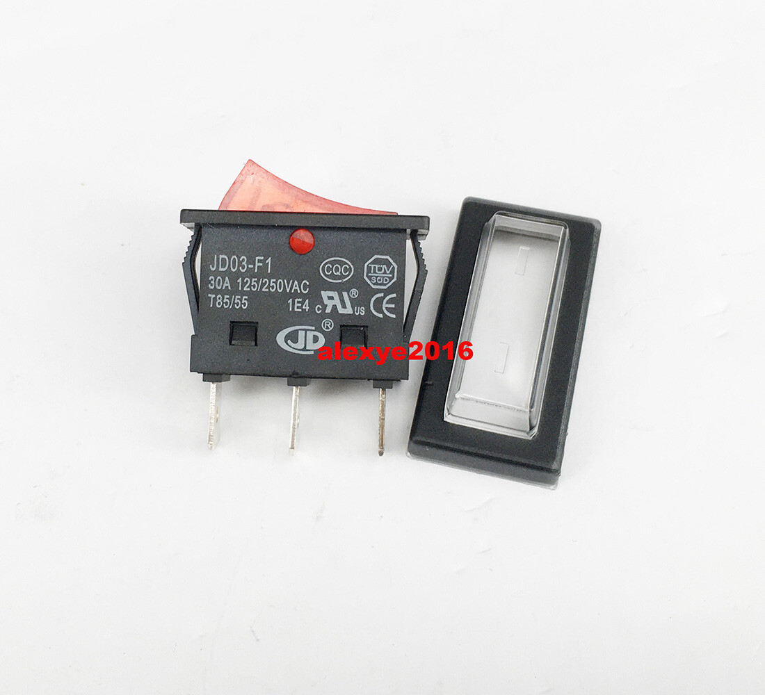 JD JD03-F1 3 Pins 2 Positions Red Lamp Switch Maintained 30A 125