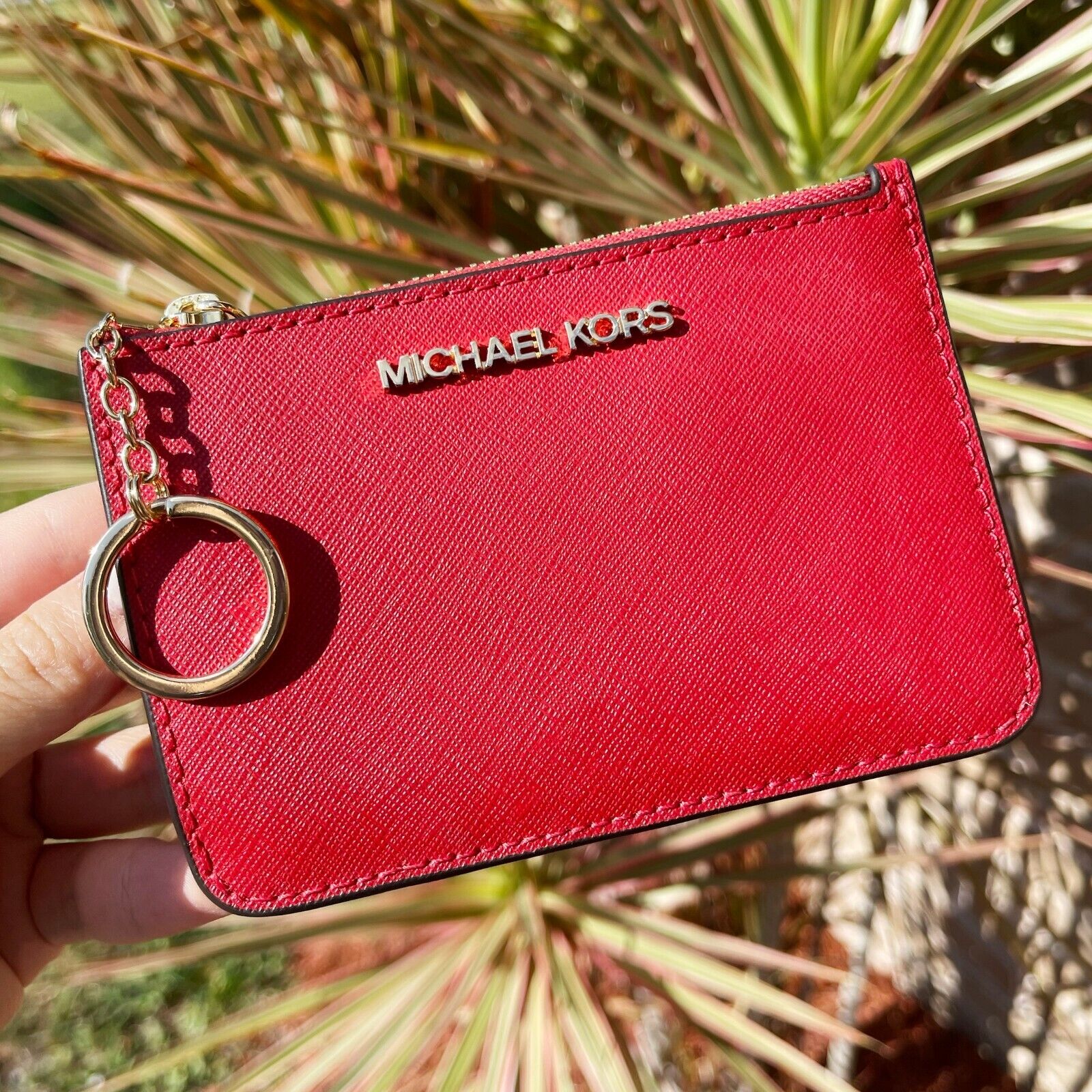 Michael Kors Jet Set Medium Saffiano Leather Wallet in Red