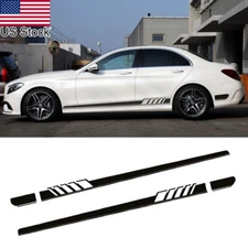 2x Black Car Side Skirt Racing Stripe Decal Sticker For Mercedes A C CLA E S CLS