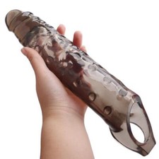 11" Condom Sheath Bigger Penis Extender Enlarger Girth Enhancer Realistic Sleeve