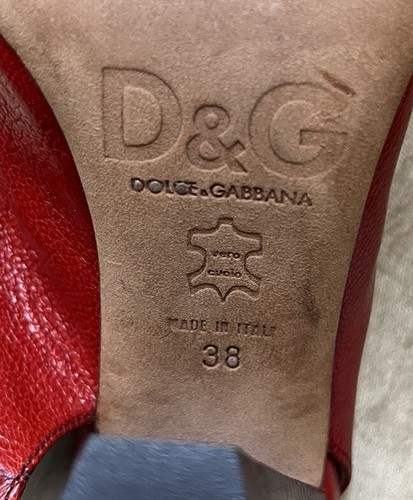 Vintage Dolce Gabbana Block Heels Red Leather Shoes 38 - Picture 4 of 14