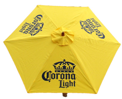 CORONA LIGHT BEER   PATIO MARKET UMBRELLA YELLOW CANVAS WOOD POST 7' NEW IN BOX