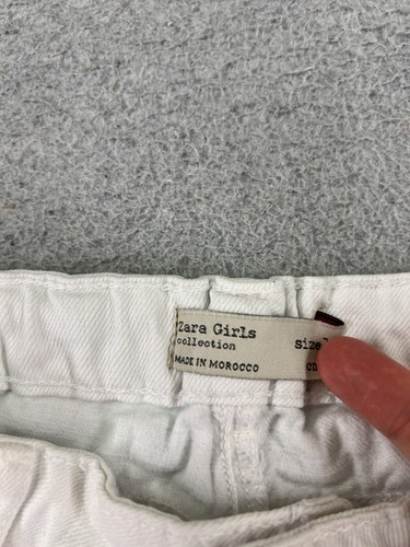 Zara Girls Shorts Girls 11 White Denim Jean Cutoff Button Fly Distressed - Picture 7 of 15