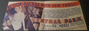 CENTRAL PARK (1932) Joan Blondell Wallace Ford ORIGINAL Movie Herald
