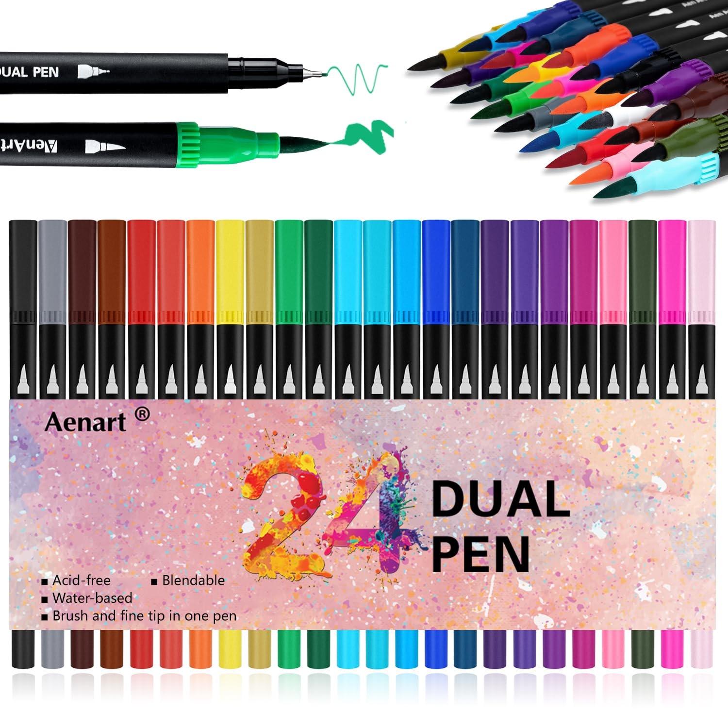 For Adult Coloring Books, 24 Colored Fine Point Marker Pen..