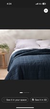 NEW Casaluna Target Heavyweight Linen Blend Quilt Full Queen Dark Mineral Blue