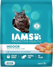 IAMS Proactive Health Dry Cat Food, Indoor Weight and Hairball Care 22 lb. Bag
