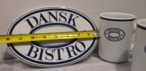 Dansk Bistro Hot Plate Blue White 7.5" & 2 Coffee Cups - Picture 3 of 8