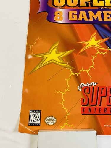 RARE 1996 KIRBY SUPER STAR SNES ORIGINAL ROLLED 26x39” STORE PROMO POSTER UNUSED - Picture 4 of 14