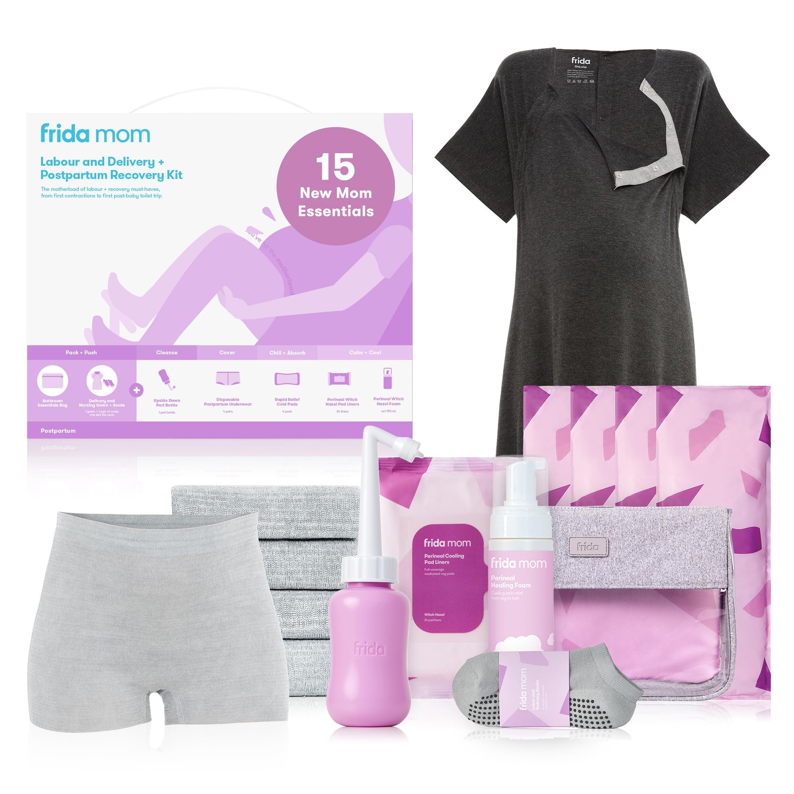 Frida Mom Labour, Delivery, & Postpartum Kit, Baby Shower Gifts, Socks, Peri Bot
