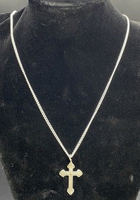 Vintage Signed Lois Hill S925 Sterling Silver Cross Pendant New 18'' 925 Necklace