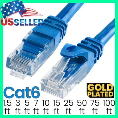Blue Cat6 Patch Cable Ethernet RJ-45 Cat6 Cord Internet LAN Network Wire LOT