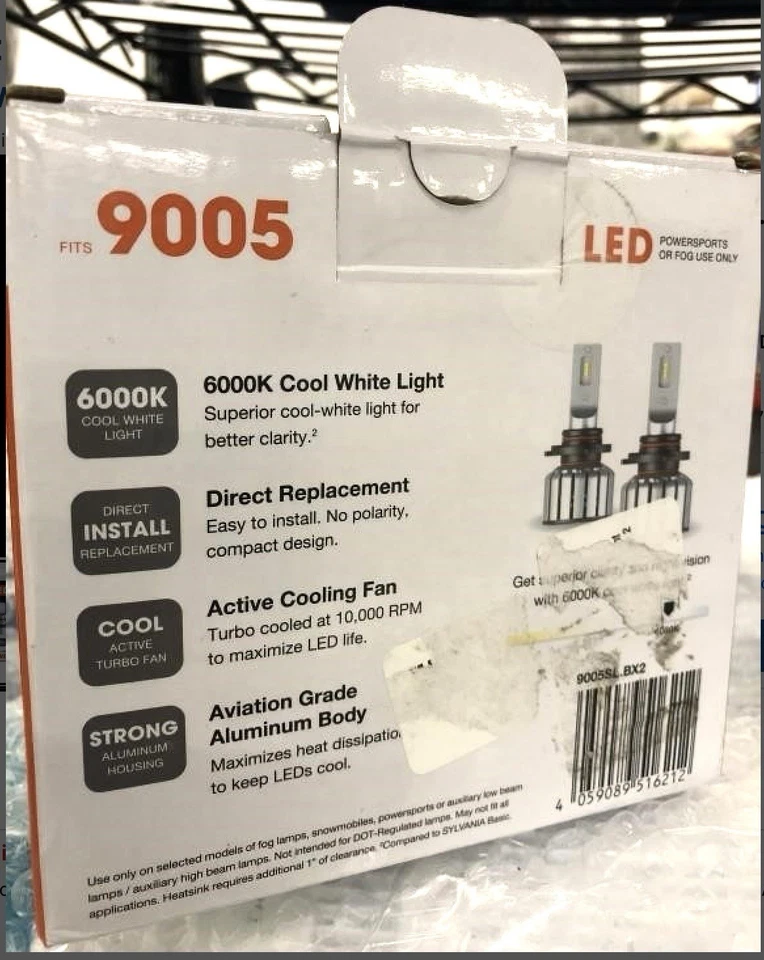 NEW SYLVANIA 9005 LED FOG & POWERSPORTS BULB, 2 PACK 600K Cool White Light - Image 4 of 4