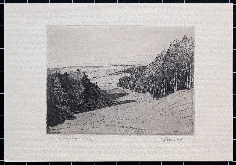 Max von Scherer Landschaft Winterberge Graz Österreich Radierunf signiert 1916 - Bild 2 von 4