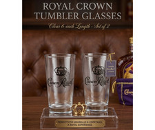 Crown Royal Crystal Whiskey Glasses 6" Tall Tumblr Bar Set of 2