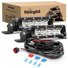 Nilight 30W 7 Inch White Super Slim Spot LED Light Bar Off Road Driving Lights