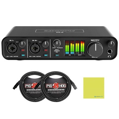 MOTU M4 4x4 USB-C Audio Interface Bundle with 2x Pig Hog 10ft XLR Tour Grade...