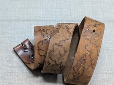 1970s vintage TOOLED handcrafted 36 buckle belt WESTERN leather CLOUDS birds