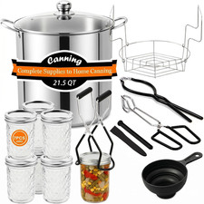 Canning Supplies Kits with 21.5 Qt Canning Pot, 7Pcs Mason Jars, Tongs, Stainles