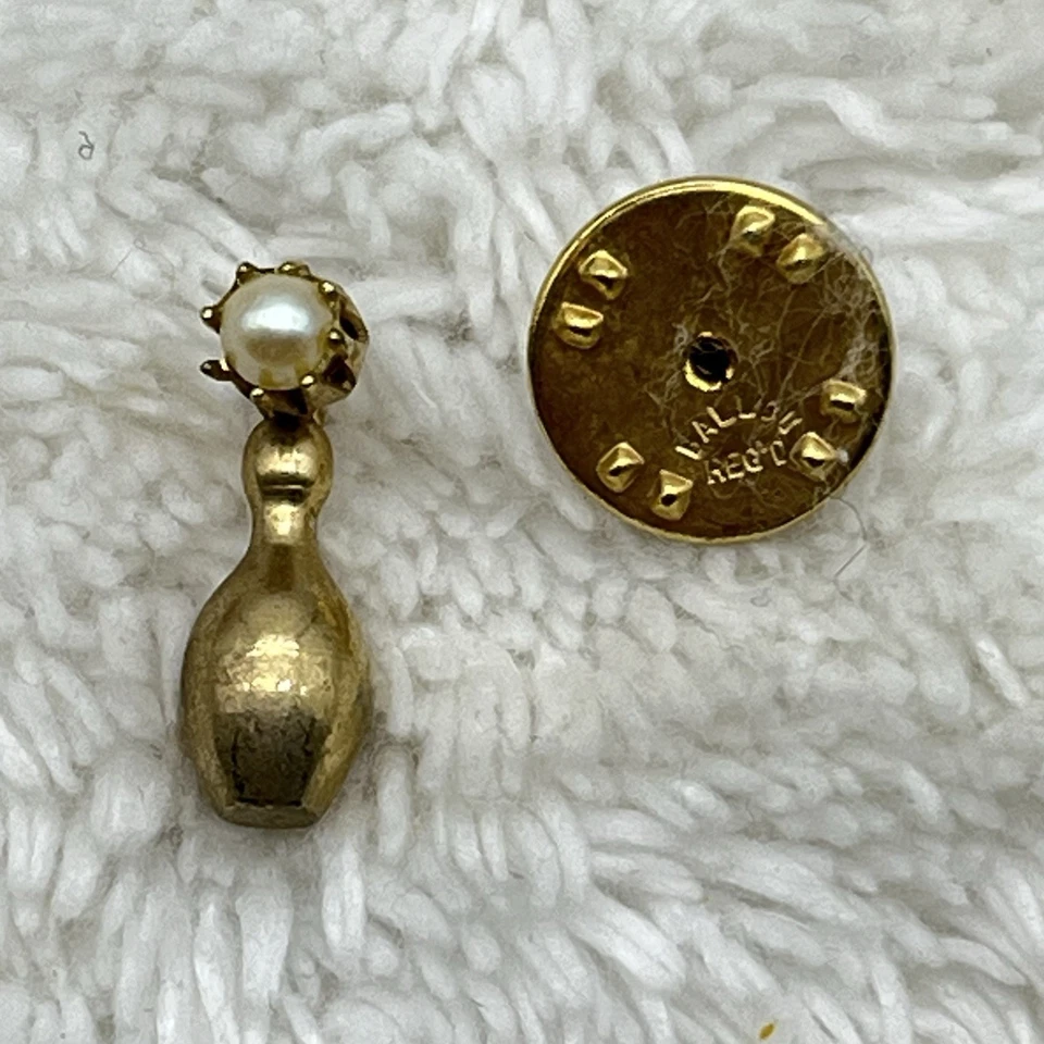 Vintage Bowling Tie Tack Ball and Pin Gold Tone .75" - Image 3 of 4