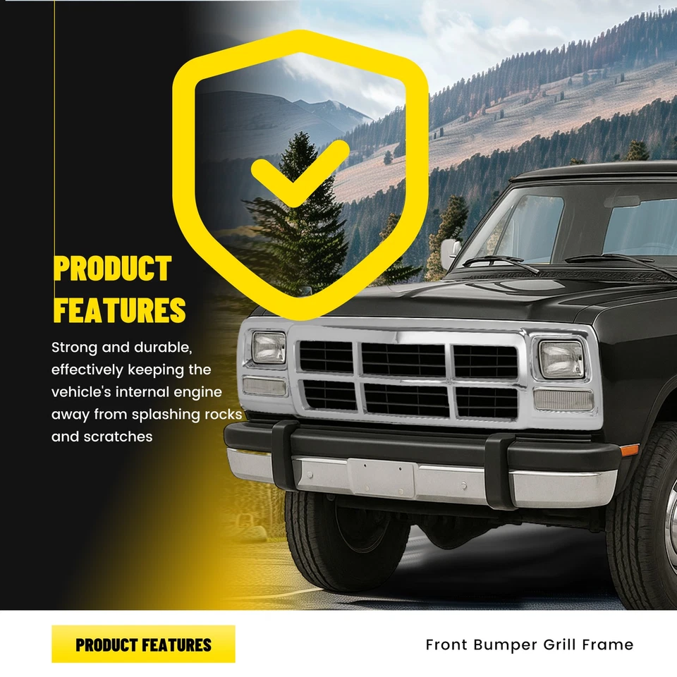 Fits Dodge D150 D250 W350 1991-93 Ramcharger Chrome Grille Frame Shell Surround - Изображение 3 из 4