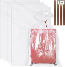 4 Pack Large Clear Plastic Bags, 40" X 60" Moistureproof Dustproof Large Storage