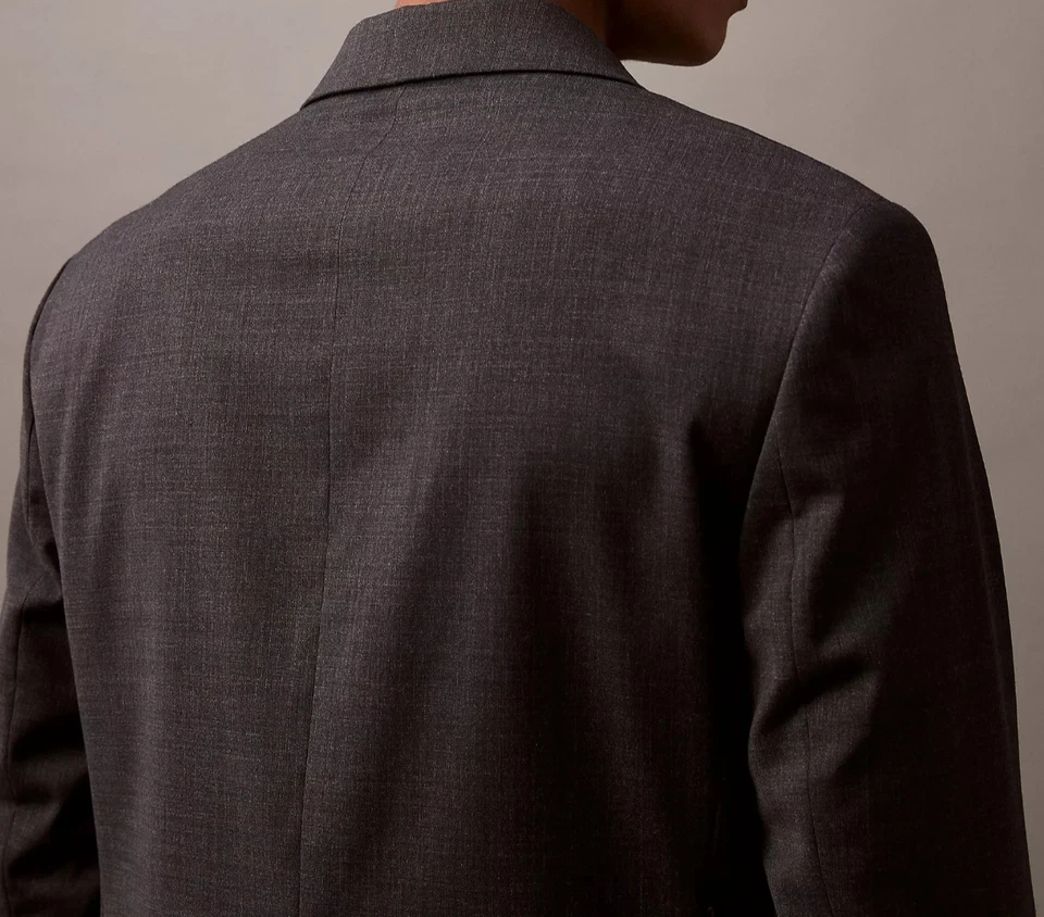 Chaqueta de hombre Calvin Klein ajustada mezcla de lana de un solo pecho, carbón, X-pequeña Foto 3 de 3