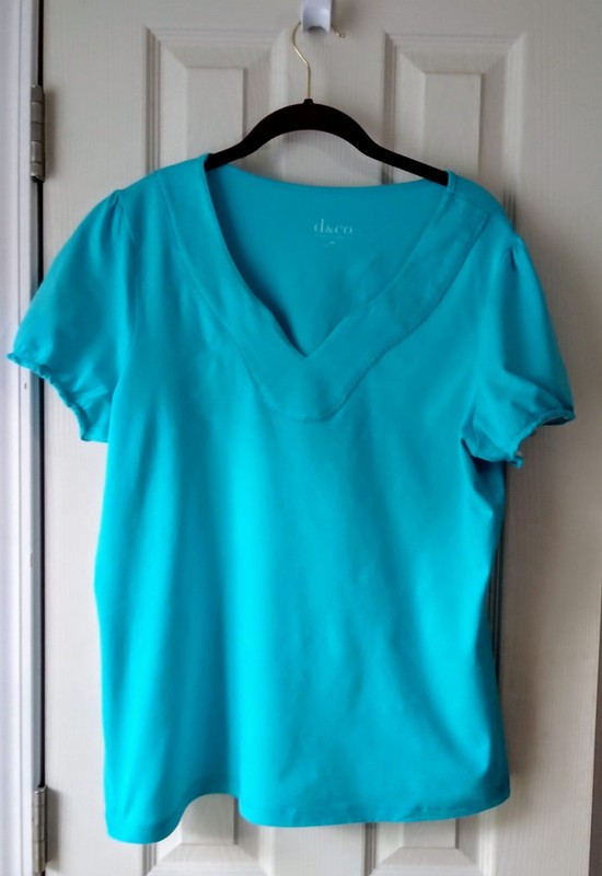 DENIM & CO SHORT SLEEVE  SHIRT TURQUOISE SIZE MEDIUM