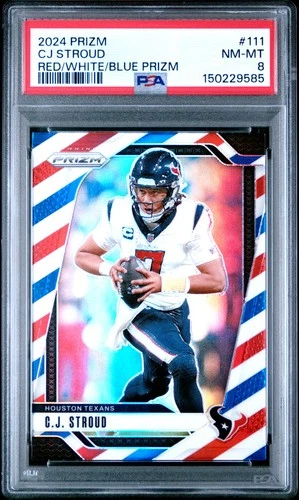 2024 PANINI PRIZM RED/WHITE/BLUE PRIZM #111 CJ STROUD PSA 8