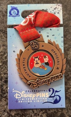 Disney Parks 2025 Pin Pete 25th Anniversary Pin Trading Medal Series Spinning
