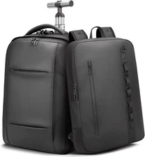 2-in-1 Detachable Carry On Rolling Backpack 55L w/ Laptop Sleeve USB TSA - NIB