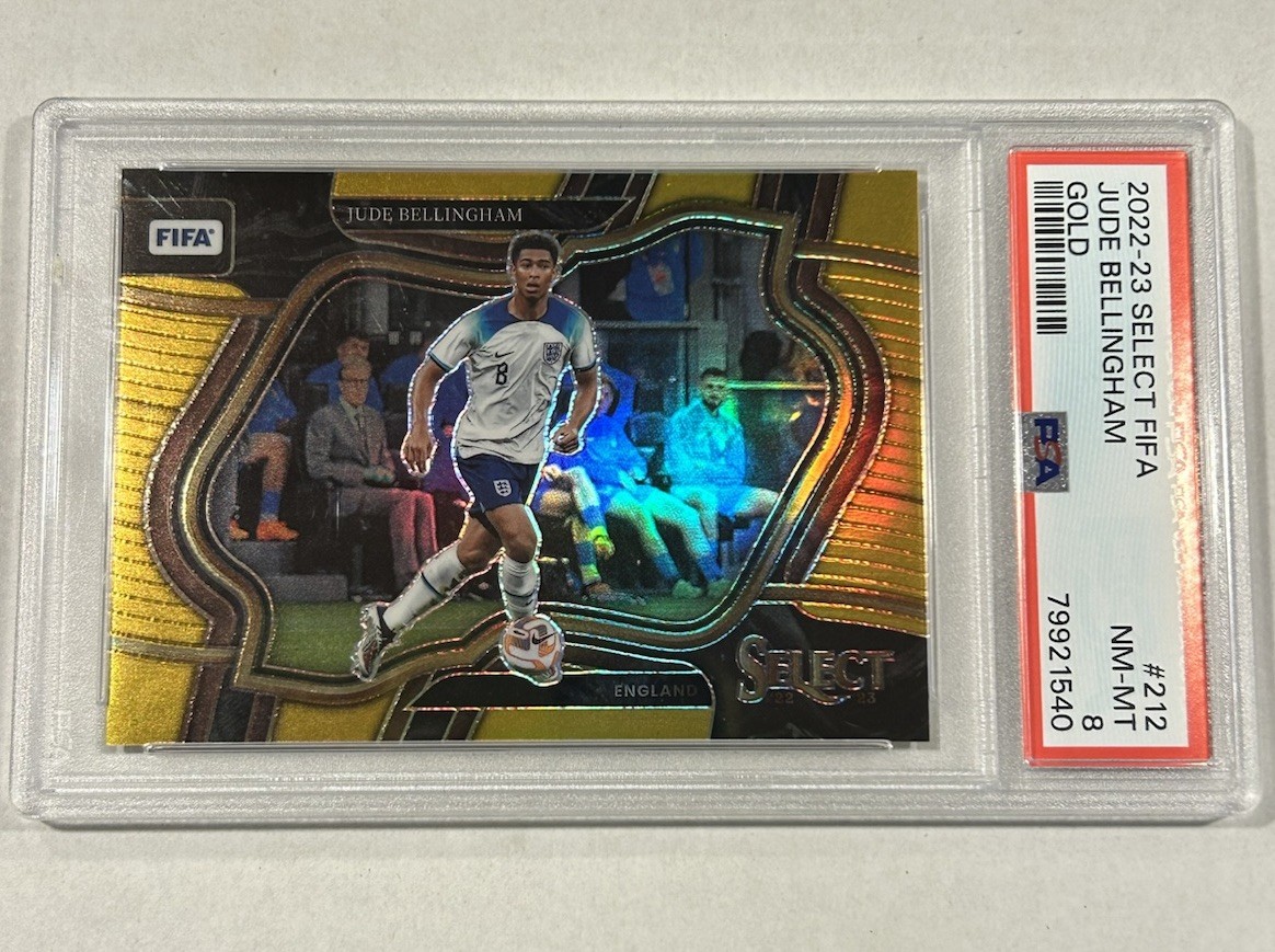 2022-23 Panini Select FIFA Gold Prizm Jude Bellingham /10 PSA 8