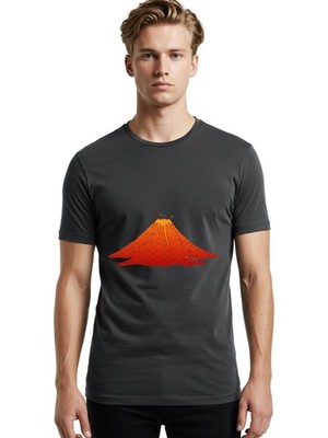 Erupting-Volcano-15 Mens Graphic Tee, 100% Cotton, Casual Summer Wear