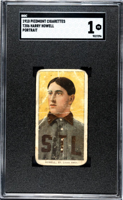 1909 T206 HARRY HOWELL NNO POOR PIEDMONT 350 PORTRAIT SGC 1 ST. LOUIS BROWNS