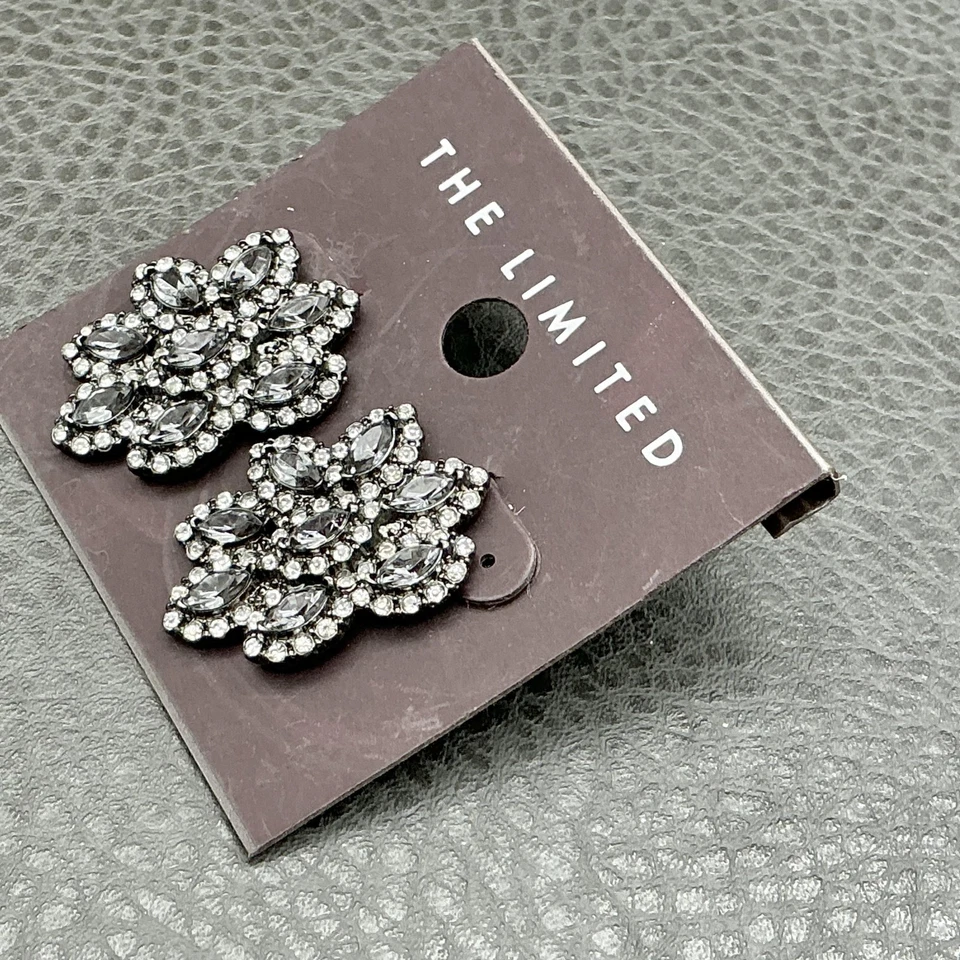Pendientes The Limited Cristal Floral Racimo Tachuelas Mujer Tono Plata Estrás Foto 4 de 4