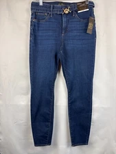 Bold Elements Womens Blue Belted High Rise Ankle Curvy Skinny Jeans Size 8 NWT