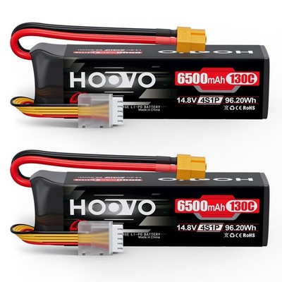 HOOVO 4S Lipo Battery 14.8V 6500mAh 130C RC Pack, Softcase with XT60... 