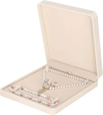 LETURE Velvet Jewelry Set Box, Gift Box for Bracelet Necklace Apricot 